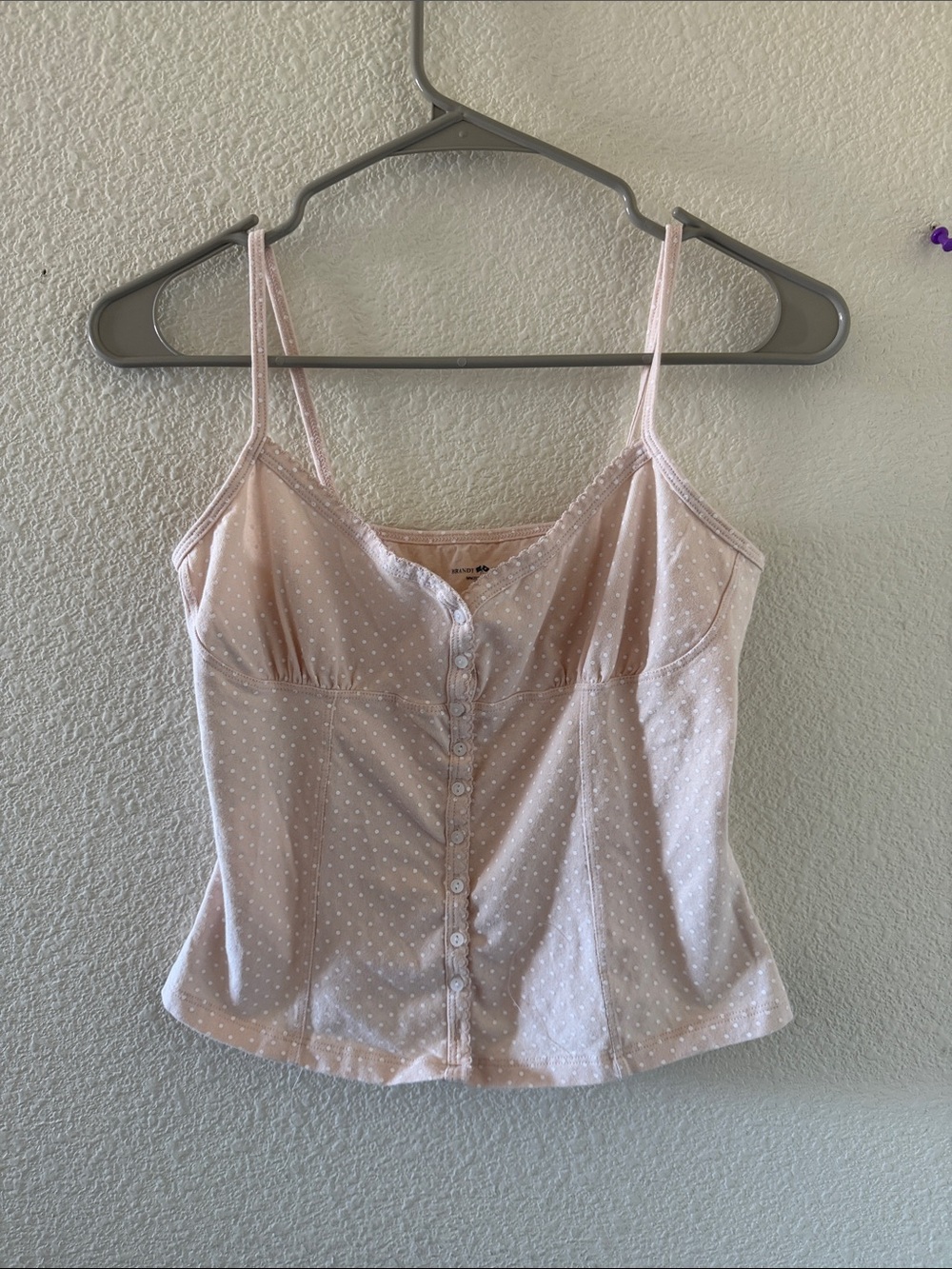 Brandy Melville pink Odessa polka dots tank top